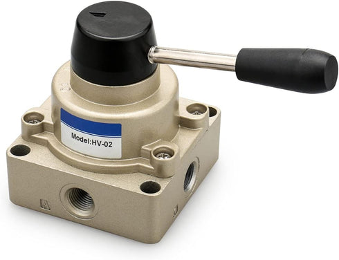 Baomain Rotary lever hand valve HV-02 PT1/4 Air Flow Control 3 Position 4 Way...
