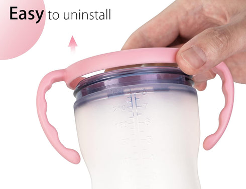 Baby Bottle Handles for Comotomo 5 Ounce & 8 Ounce Silicone Baby Bottles, Compatible Comotomo Bottle Holder for Baby, Pack of 2, Pink...