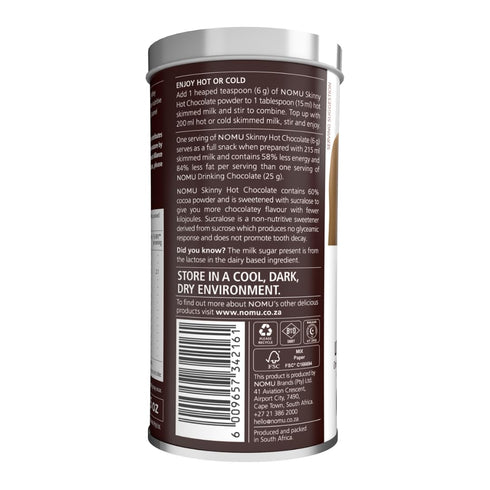 NOMU Skinny 60% Cocoa Hot Chocolate, 33 Servings, No Sugar Added, 20 Calories, Rich Chocolate Flavor, Keto-Friendly, High Protein...