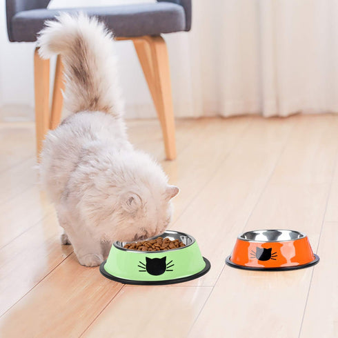 Pet Bowl Stainless Steel Non-Skid Rubber Base Dog Bowl Cat Bowl GR OR PP...