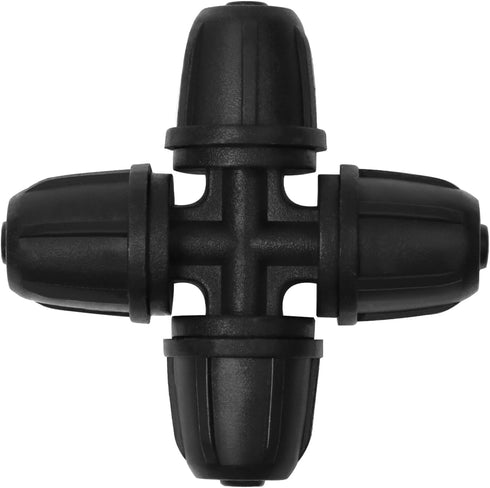 1/4" Drip Irrigation Fittings, 26 Pcs Lock Barbed Cross Connectors for 1/4 Inch Drip Irrigation Tubing Drip Line 4 Way T Parts with Lock Nut for G...
