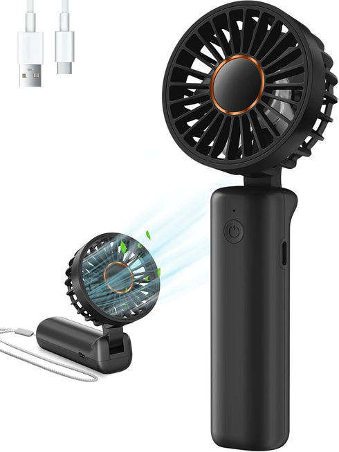Portable Handheld Fan, Mini Desk Fan Foldable 2000mAh, 180° Ratotion, 3 Speeds, Ultra Quite, Up to 8H Long Use Time, Small Personal Cooling Fans M...