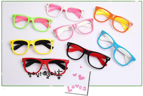 Fodattm Set of 6 Kids Children Candy Colour Fashion Cute Glasses Frame Without Lenses Nerdy Retro Glasses Party Supplies (Colour Random)...