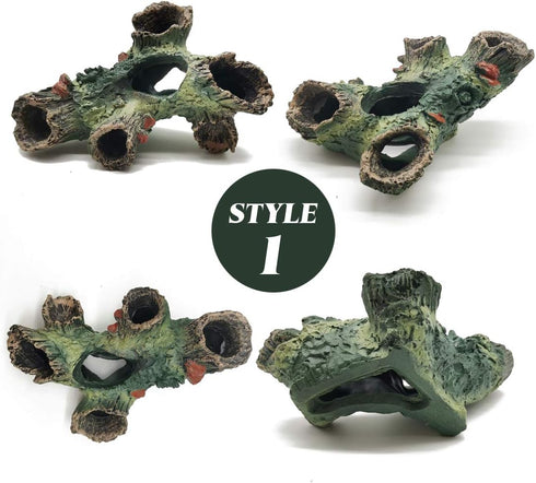 TIHOOD 3PCS Decaying Trunk Aquarium, Betta Fish Ornament, Freshwater Ornament - Resin Aquarium Decoration Log, Fish Tank Wood with Holes and Aquar...