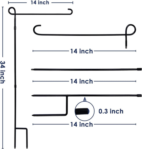 YEAHOME Garden Flag Stand Holder, Metal Premium Yard Flag Holder Weather-Proof, Powder-Coated Flagpole, Christmas Garden Flag, Outdoor Garden Deco...