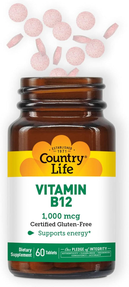 Country Life Vitamin B-12, 1000 mcg, 60 Tablets...