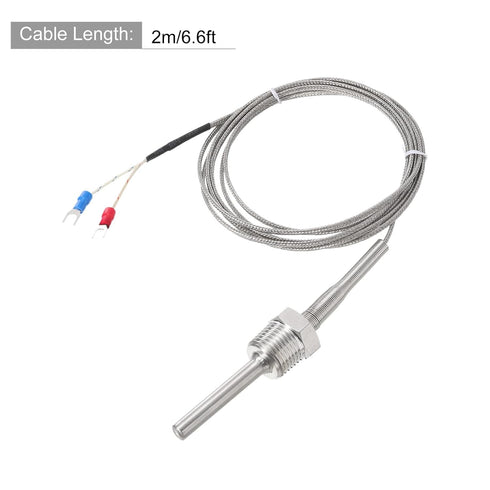 MECCANIXITY K Type Thermocouple Temperature Sensor Probe 1/2" NPT Thread 8x50mm 6.6ft Wire 0 to 800°C(32 to 1472°F) 304 Stainless Steel...