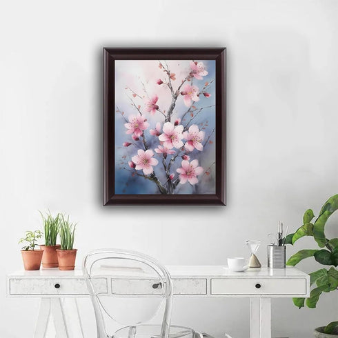 TUTUMAY21 Cherry Blossom Diamond Painting Kits, Modern Minimalism Diamond Painting, Exquisite Full Circle Crystal Embroidery Art Crafts Kit, for R...