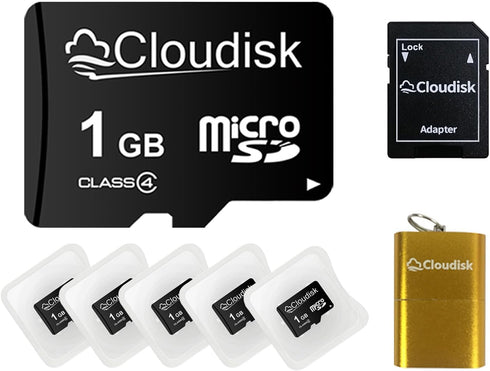 Pack of 5 Micro SD Card 1GB Flash Memory Card C4 with SD Adapter, Card Reader (1 GB)...
