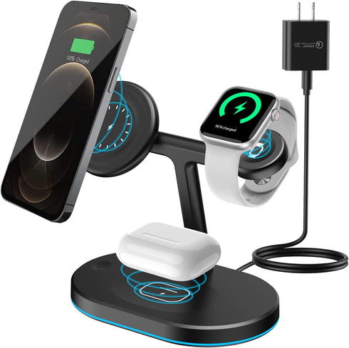 Magnetic Wireless Charger, 3 in 1 Wireless Charging Station for Multiple Devices, for iPhone 14/Pro/Max/Plus/13/12 Series, iWatch 7/6/5/4/3/2, Air...