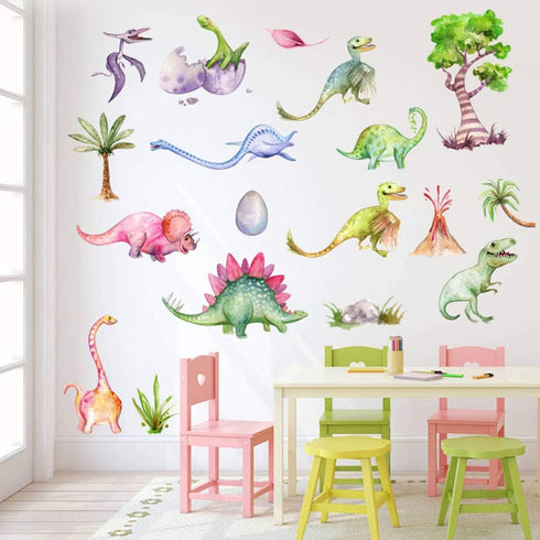 Kiddale Watercolour Dinosaur Wall Decals, Peel and Stick Colorful Wall Art Mural for Kids Bedroom,Nursery, Classroom & More...