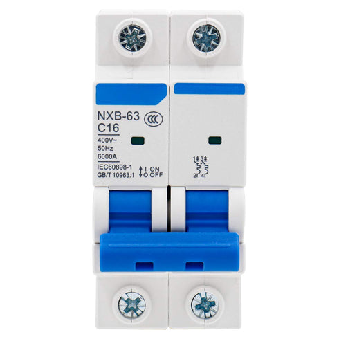 Baomain Low-Voltage Mini Circuit Breaker NXB-63(DZ47-63) C16 16A 2 Pole 400V DIN Rail Mount White...