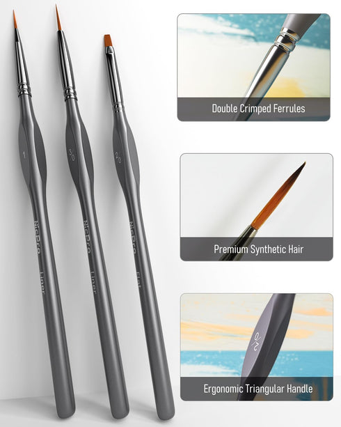 Nicpro Miniature Paint Brushes Set, 15PCS Fine Tip Detail Paint Brush, Artist Micro Thin Detail Brush for Miniature, Modle, Paint by Number, Rocks...