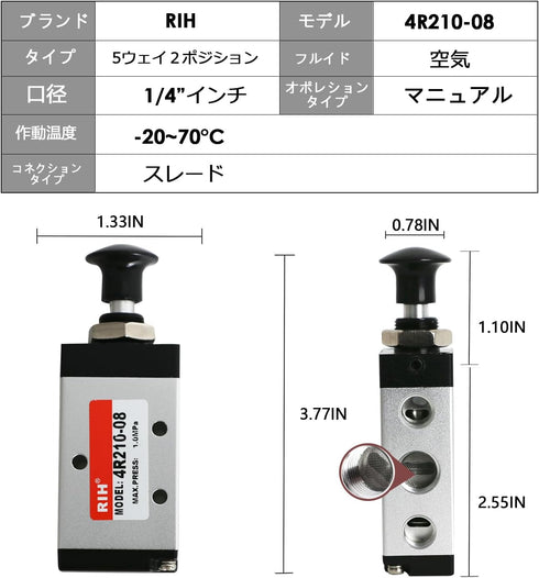Pneumatic Lever Operated Manual Switch Valve 1/4"NPT Solenoid Valve Manual Control Push&Pull… (5Way2Postion)...
