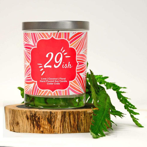29ish | Lime, Coconut, Floral | Luxury Scented Soy Candles | 10 Oz. Jar Candle | Made in the USA | Decorative Aromatherapy | 30th Birthday Gifts F...