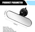 1 PC Car Interior Rearview Mirror, 8.66" x 2.55" Strong Adhesive Suction Cup HD Windshield Rear Flat Glass Mirror, Decorative Modification Accesso...