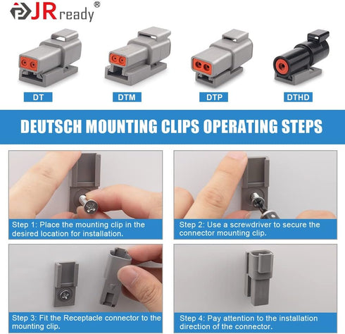 JRready Deutsch Connector 2 Pin Connector Kits with 16 Solid Contacts(14-20AWG),ST6328-2 DT Series Waterproof Connector 2 Pin 5 Set and Deutsch Pi...