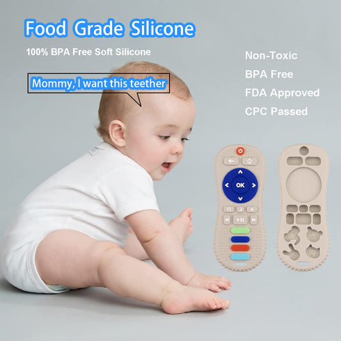 Silicone Remote Control Shaped Teether Toys for Babies 0-3, 0-6, 6-12 Months, Soft Remote Teething Toys for Infant Toddles 0-6 Months, Infant Hand...