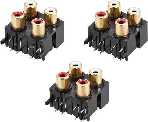 uxcell Concentric Outlet 4 RCA Female Jack 8-Pin Connector Socket Panel Mount 3pcs...