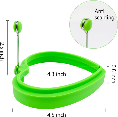 Food Grade Silicone Egg Rings, 4 Pack Egg Ring Molds for Cooking, Non-stick Fried Egg Rings(Multicolor, Heart-shaped)...
