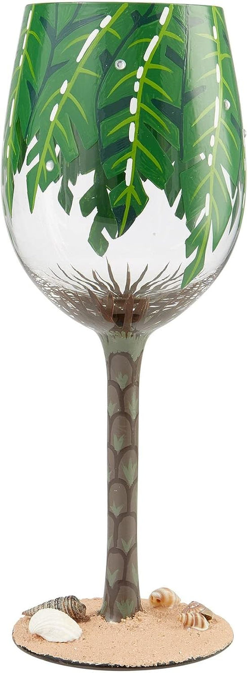 Enesco 6007485 Designs by Lolita Palm Tree Artisan Wine Glass, 15 Ounce, Multicolor...
