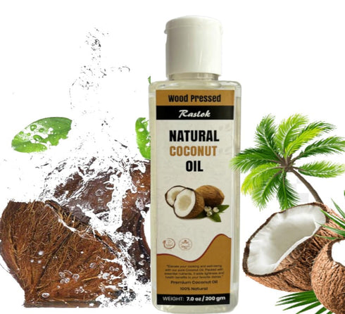 Raslok Wood Pressed 100% Natural Coconut Oil | Naturally Process | Natural Flavor | Pure Coconut Oil | Ideal for culinary, skincare, and hair care...