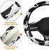 Leather Steering Wheel Cover, Universal 15 inch Breathable Anti-Slip Car Cow Steering Wheel Cover for Women Men, Black&White...