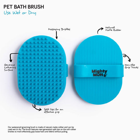 Mighty Mutt Dog Bath Brush| Massage Rubber Soft Bristle Brush for Easy Pet Grooming | Wet or Dry Dog Shampoo Brush | Soothing, Deep Cleaning Dog S...