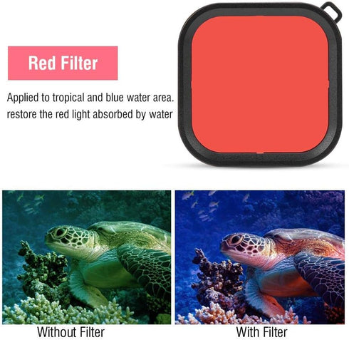 Diving Lens Filter, Photograph Waterproof Diving Lens Filter with Hanging Strap, Red Filter, Filter, Filter for GoPro 8(Red)...