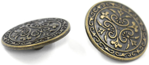 Bezelry 12 Pieces Celtic Flowers Metal Shank Buttons. 23mm (7/8 inch) (Antique Brass)...