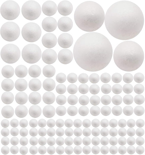 129 Pack Craft Foam Balls, 7 Sizes Including 1-4 Inches, White Polystyrene Smooth Round Balls, Foam Balls for Arts and Crafts, DIY Craft for Home,...