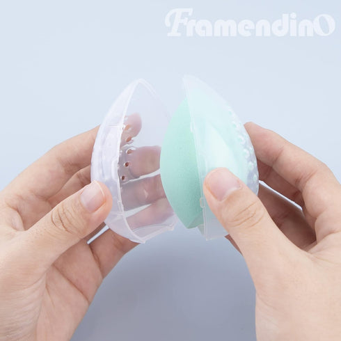 Framendino, 4 Pack Breathable Makeup Sponge Case Protective Plastic Beauty Sponge Container Makeup Blender Holder Cosmetic Egg Storage Cases for W...
