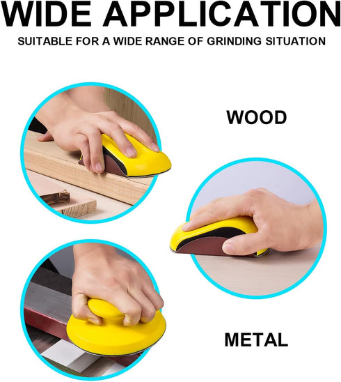 Hook and Loop Hand Sanding Block 5 Inch Mouse and Round Sanding Holder 2 PCS Hand Sanding Pad for Woodworking Hook Backing Sandpaper Holder for Fu...