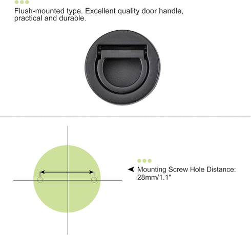 uxcell Flush Pull Ring Handle 40.5x11mm, Plane Drawer Door Pull, Black...