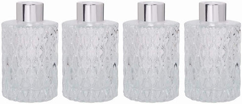Hosley Mid Century Modern Glass Diffuser Bottles Set of 4 - 4 Inch High, Ideal for Essential Oils, Replacement Diffusers & Reed Sticks, DIY Crafts...