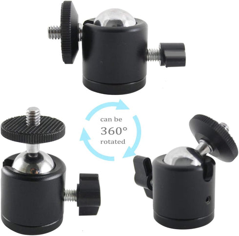 EXMAX 360 Degree Aluminum Alloy Body Rotating Swivel Mini Tripod Ball Head with 1/4" Screw Thread Base Mount for Lighter DSLR Camera Camcorder LED...