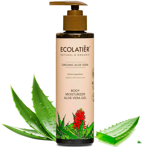 Organic Aloe Vera Body Moisturizer Gel, ECOLATIER - 97.3% Natural, Vegan aloe vera gel for face - Intensive Hydration & Skin Toning - 6.7 Fl Oz...