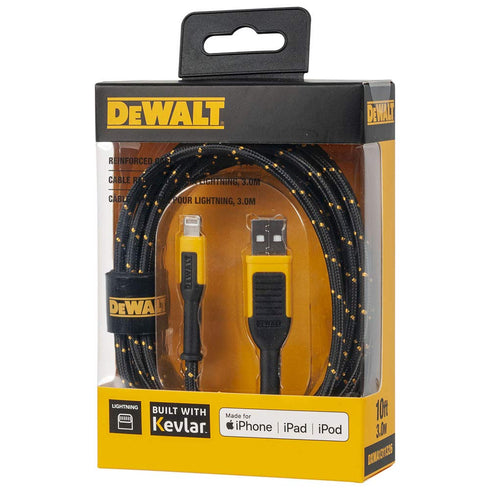 DEWALT Lightning to USB Cable — Reinforced Braided Cable for Lightning — Charger Cord Compatible with iPhone — Apple Compatible Charging Cable — 1...