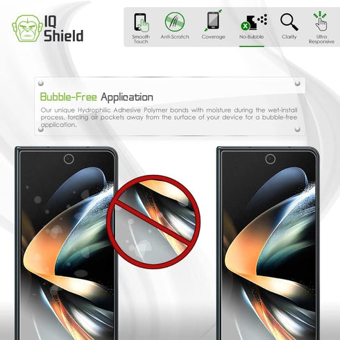IQShield Screen Protector Compatible with Samsung Galaxy Z Fold 4 (2-Pack) Anti-Bubble Clear TPU Film...