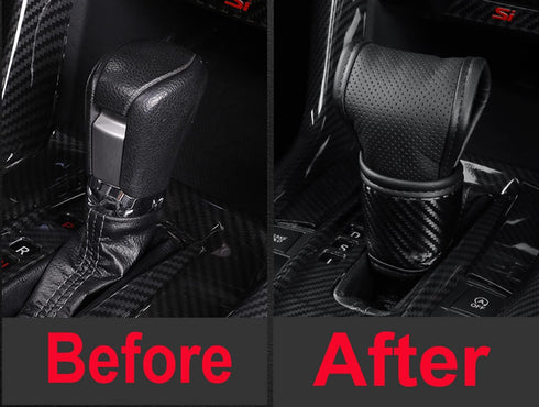 Leather Auto Gear Shift Knob Cover Auto Shift Gear Pad Car Knob Gear Stick Protector Universal Vehicle Decor Accessories (A-Black)...