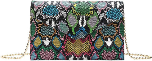 Snakeskin Pattern Envelope Clutch Colorful Handbag Evening Party Prom Chain Bag Big Women Shoulder Crossbody Bag...