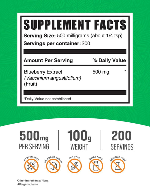 BulkSupplements.com Blueberry Extract Powder - Anthocyanin Supplement - Wild Blueberry Powder - Antioxidants Supplement - Smoothie Powder - Bluebe...