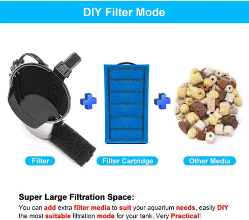 DaToo Aquarium Power Filter in-Tank Ultra Silent Small Fish Tank Filter 5W for Aquarium 10 to 20 Gallon Tank, 1 Yr Warranty...