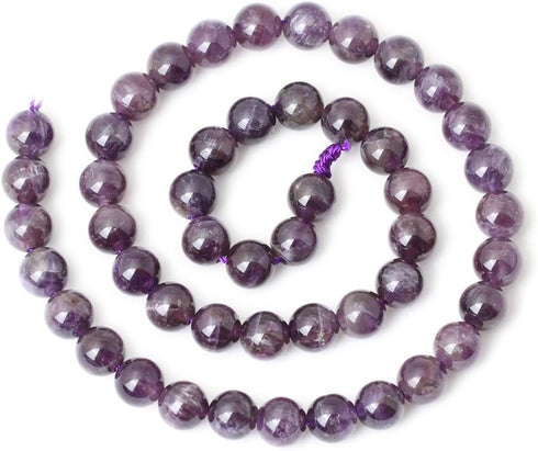 45PCS 8mm Natural Amethyst Gemstone Round Loose Beads Crystal Energy Stone Healing Power for Jewelry Making 1 Strand 15"...
