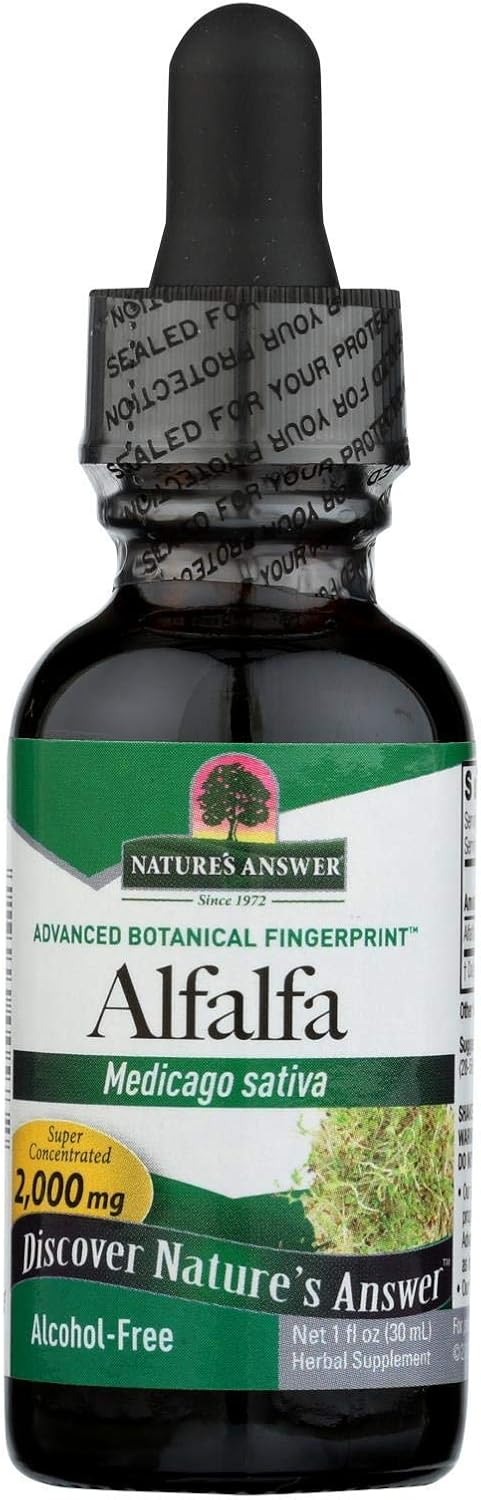Nature's Answer Alcohol-Free Alfalfa Herb Extract, 1-Fluid Ounce Supports Immune System, Blood, Digestion, Energy Levels - Helps with Detoxificati...