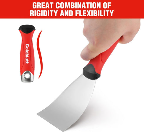 Goldblatt 3" Putty Knife, Stainless Steel Scraping Paint, Putty Knife Scraper with Hammer End, Soft Grip, Perfect for Drywall Repairing and Finish...