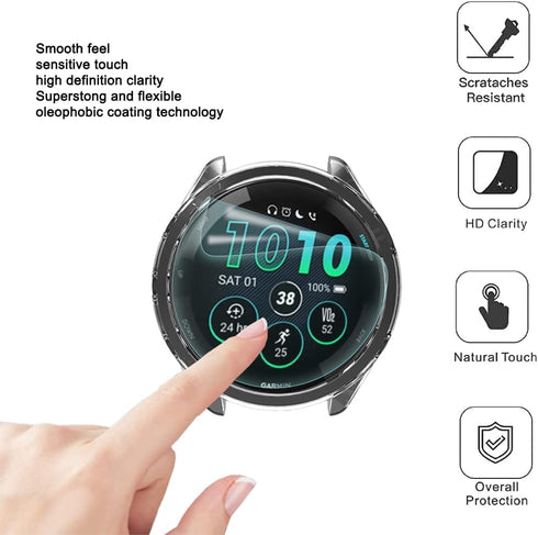 Smartwatch Screen Protector Compatible for Garmin Forerunner 265S Case TPU Soft Frame Cover and Not Forerunner 265s Tempered Glass Protective Film...