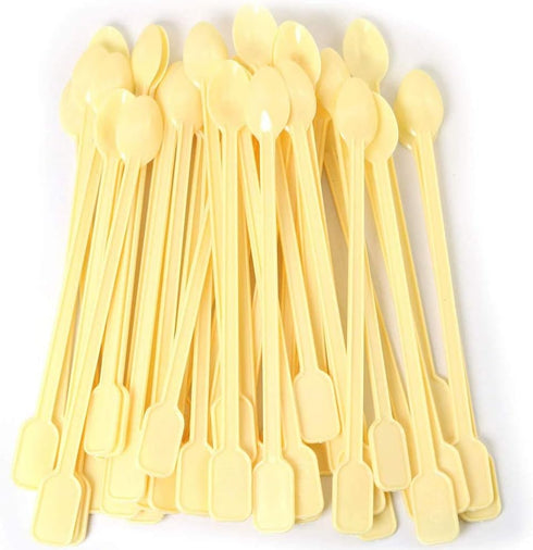 Coffee Spoon 500 PCS Disposable Tiny Coffee Tea Spoon Beige Plastic Stir Cocktail Sticks Mini Tea Stirrer...