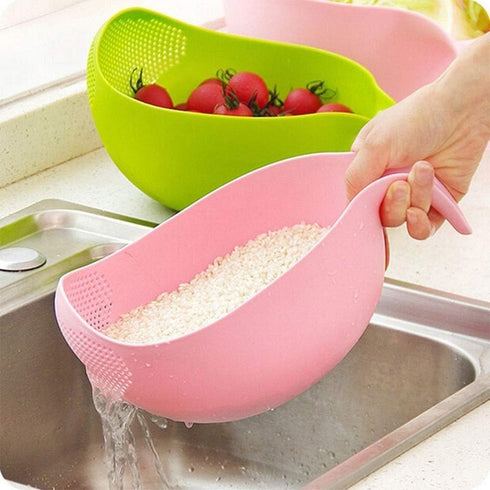 Whopper Rice Washer Strainer Colanders with Handle for Cleaning Vegetable, Fruit, Pasta - 9.5 inch (Green)...