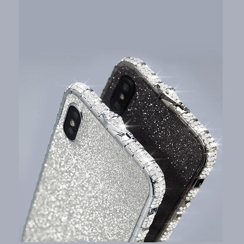 Fusicase for iPhone XR Diamond Case Glitter Sticker Bling Rhinestone Crystal Metal Bumper Frame Case Cute Luxury for Women Girls Shiny Sparkle Ele...
